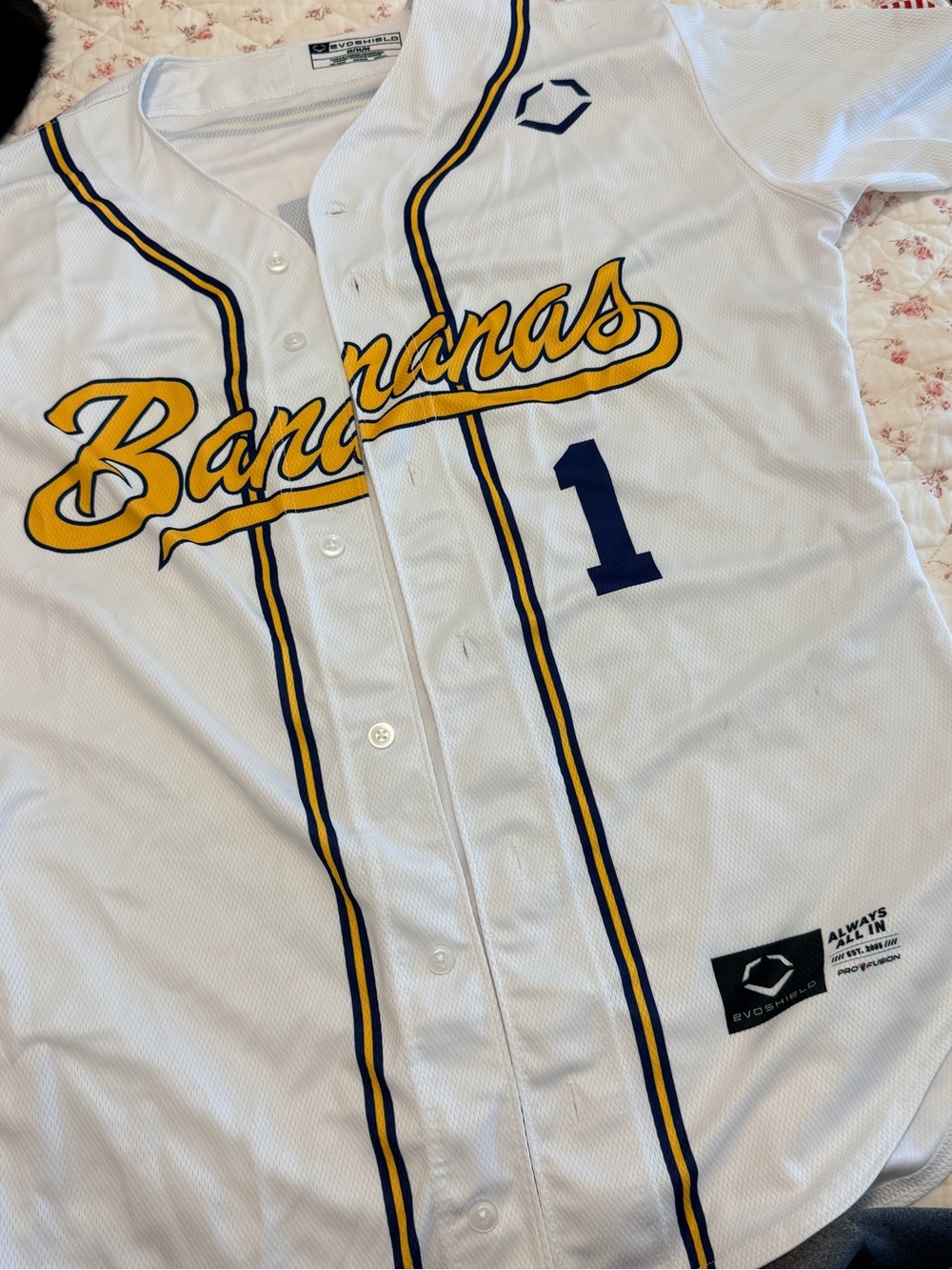Savannah Bananas White & Yellow Baseball Jersey by EvoShield